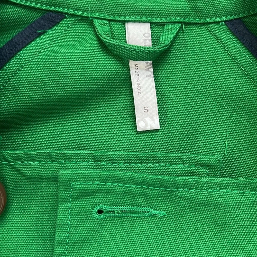 Old Navy Women's Size Small Green Pea Coat Jacket with 3/4 Cuff Button Sleeves - Picture 3 of 6